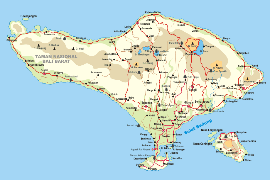 Карта Бали на русском языке
