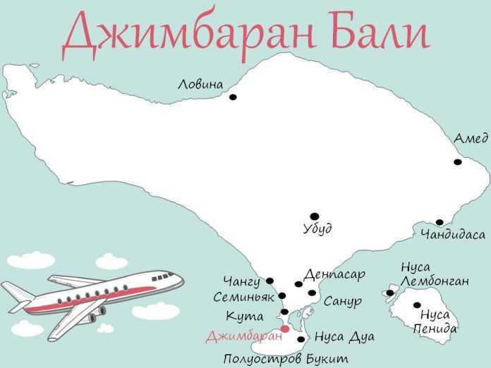 Джимбаран Бали на карте острова